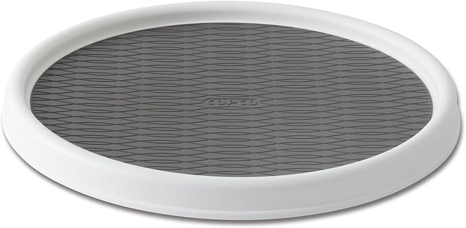 Copco Non-Skid Pantry Cabinet Lazy Susan Turntables, 18-Inch and 12-Inch, White/Gray