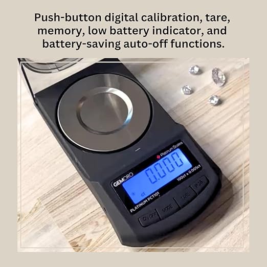 GemOro Platinum PCT101 Mini Carat Scale | Precise Jewelers Premium Class Weigh Gemstones & Diamonds | Digital Precision Tool Expert Professional Reading & Accuracy 100ct x 0.005ct Readability (Black)