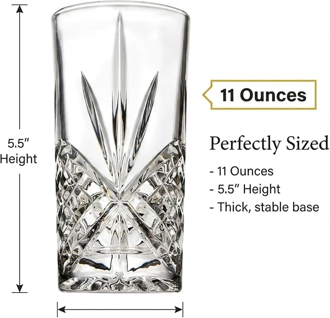 Godinger Dublin Crystal Highball Glasses, Set of 12