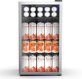 Electactic 130 Can Beverage Refrigerator Built In Freestanding Wine Fridge with Stainless Steel Reversible Glass Door, Quiet Compressor LED Touch Control for Home Kitchen Bar, 3.2 Cu.ft Silver