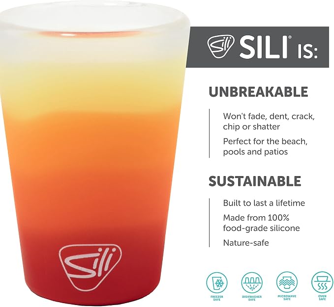 Silipint 1.5oz Silicone Shot Glasses – Pack of 2 Unbreakable, BPA-Free, Non-Toxic, Dishwasher & Freezer Safe Cups – Colored Shot Glasses for Cold Beverages, Cocktails, Travel, Party (Marigold)