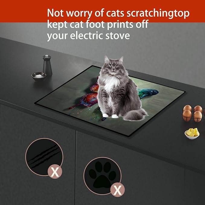 Stove Cover Stove Covers For Electric Stoves Foldable Multipurposeglass Top Protector Thick Natural Rubber Anti-Slip Coating Expands Usable Space (27.9inx20in) (butterfly33)