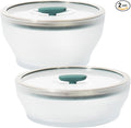 Anyday 4-Pc Microwave Cookware & Glass Food Storage Set with Glass Lids | Large Plastic-Free Containers | Stackable Steamer with Vented Lid for Microwave-Safe Reheating & Steaming Vegetables, Rice