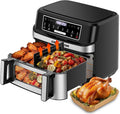 Emphsism 12QT Large Dual Zone Air Fryer with Divider, Match Cook & Smart Finish, Air Fry/Roast/Bake/Toast/Dehydrate/Reheat/Keep Warm/Preheat, Nonstick Dishwasher-Safe Basket, Digital Touchscreen