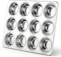 LIANYU Muffin Pan 12 Cups, Stainless Steel Cupcake Muffin Tin for Baking, Regular Size Metal Cupcake Baking Tray for Mini Muffins, Quiche, Brownie, Oven & Dishwasher Safe
