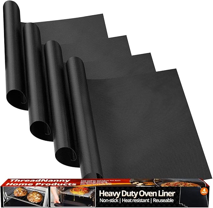 Oven Liners for Bottom of Electric Gas Oven Reusable - 4 Pack Large Heavy Duty Nonstick Teflon Range Mat 17"x 25" - Stove Floor Protector Liner Easy to Clean Reduce Spills Stuck Foods and Clean Up