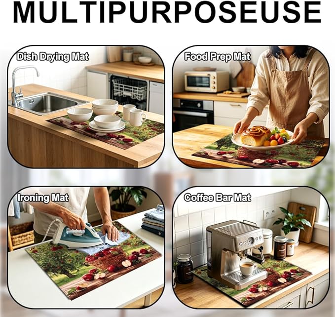 Stove Top Cover for Electric Stove 28.35 x 20.47 Inch Non Slip Stove Mat Apple Orchard Basket Glass Cooktop Protector Kitchen Counter Mat