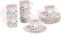 Floral Espresso Cups & Saucers Set of 6, 3oz Small Coffee Mugs, Ceramic Demitasse Cup for Tea, Latte, Espresso Shot Cup for Espresso Machine & Coffee Maker, Women Gifts for Mother's Day, Birthday