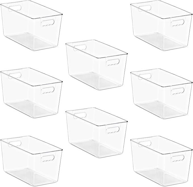 Sorbus Clear Storage Bins with Lids, 8 Pack X-Large Organization Bins with Handles – Clear Stackable Storage Containers for Storage, Pantry, Fridge, Cabinet, Closet & Kitchen Organization – BPA-Free