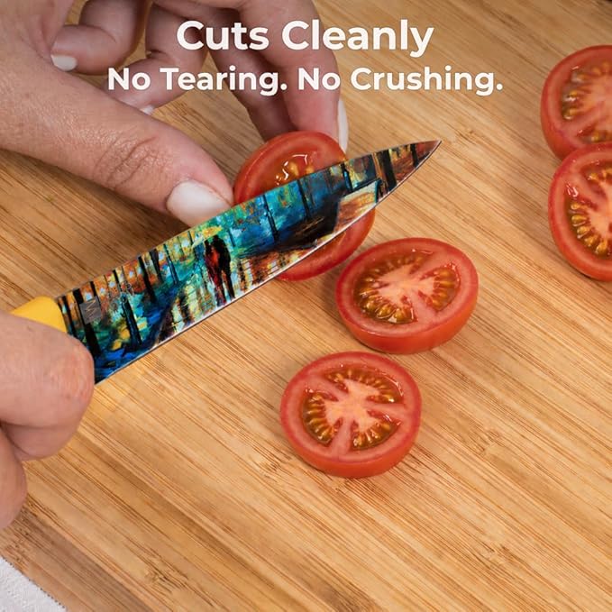 CHEF'S VISION Masterpiece Knife Set -6-Piece Stainless Steel Cutting Knives Set for Kitchen - Stunning Artistic Designs, Great Gift for Women or Men - Unique Kitchen Knife Set Gift for Art Lovers
