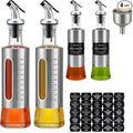 Olive Oil Dispenser for Kitchen, 4 Pack 10oz/300 ML Cooking Oil and Vinegar Dispenser Set with 20 Labels Stainless Steel Funnel, Olive Oil Bottle, Soy Sauce Dispenser, Coffee Syrup Bottles