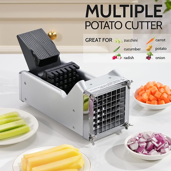Stainless Steel Potato Ricer for Commercial and Home Use and Potato Cutter for 1/2 Inch French Fries