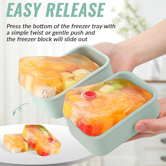 Teenyyou 6 Packs 2 Cup Silicone Soup Freezer Molds with Lid Silicone Soup Freezer Trays Rectangle Reusable Food Preserving Tray Freezing Sauces Stews (Sage Green)