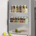 Mystozer 2 Pack Magnetic Spice Rack Organizer, Space Saver for Refrigerator and Whiteboard, Metal Fridge Shelf for Kitchen and Classroom Seasoning Organizer Seasoning Rack Condiment Organizer(White)