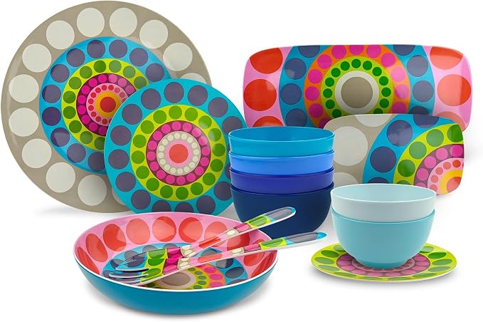 French Bull Plates - 4 Piece Set - 11 inch Melamine Dinner Plate Set - Melamine Dinnerware for Indoor and Outdoor - Dial…