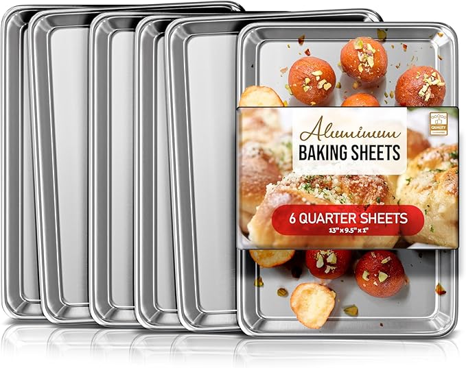 Eatex Aluminum Baking Sheet Set - 6 Pack Quarter Sheet Pans