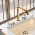 Diatomite Stone Faucet Mat For Kitchen Sink-Absorbent Fast Drying Stone Sink Tray,Faucet Splash Guard Counter,Quick Dry Sink Mat Around Faucet For Kitchen & Bathroom (white-Oval,23.6" x 4")