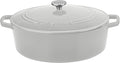 Cuisinart Chef's Classic Enameled Cast Iron Dutch Oven with Lid, Porcelain Enameled Interior, Oven Safe, Induction Compatible, 7-Quart, Oval, Cool Grey