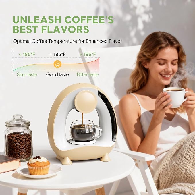 Single Serve Coffee Maker 2 in 1, 1400W Fast Brewer for K-Cup Pods & Ground Coffee, One-Touch Americano & Tea Machine with 2 Reusable Filters, Compact Design for Home Office RV Dorm