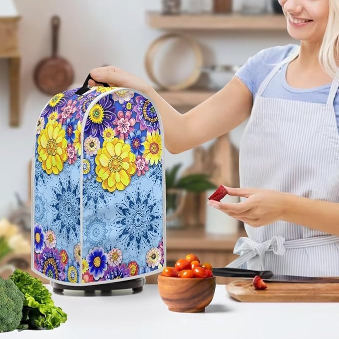 Boho Mandala Floral Toaster Cover 2 Slice Washable Blender Cover Kitchen Small Appliance Dust Cover for Coffee Maker Bread Maker Microwave Oven