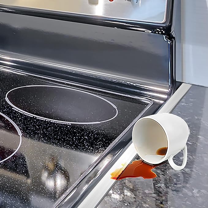 Stove Cover, Stove Guard, Stainless Steel Stove Gap Covers, Heat Resistant & Easy to Clean Stove Counter Gap Cover, Kitchen Stove Counter Gap Cover Eliminates Gap Between Counter & Appliances (2 pcs)