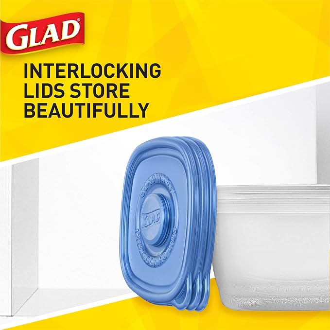 Glad GladWare Big Bowl Food Storage Containers with Lids, Large Round No BPA Plastic Containers for Soups, Salads, and Meal Prep, Lock Tight Seal, Microwave Dishwasher Safe, 48 Oz, 3 Count - 6 Pack