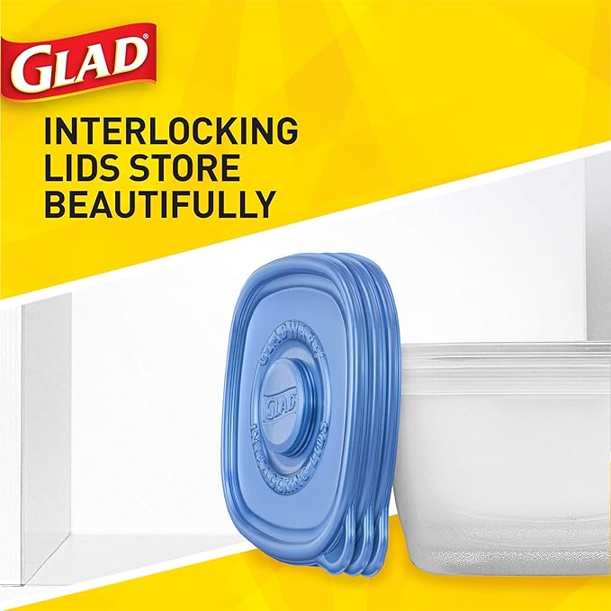Glad GladWare Deep Dish Food Storage Containers Lids Large Rectangle BPA Free Meal Prep Microwave Dishwasher Safe Lock Tight Seal 64 OZ 3 Count 6 Pack