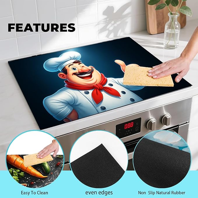 Stove Top Covers for Electric Stove, Heat-Resistant Glass Stove Top Cover Protector, Induction Cooktop Protector Mat for Kitchen 28.3 x 20.5 inches (28×20 Inches) (black)