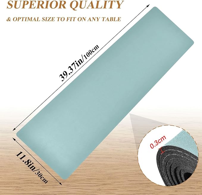 Teal Trivet Table Runner for Hot Dishes Plates Heat Resistance Pot Holders Anti-Slip Hot Pad Mats 11.8 * 39.4 Inches
