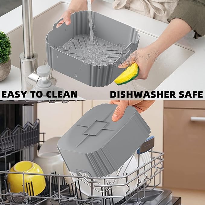 2PCS Silicone Air Fryer Liners and 200Pcs 8inch Air Fryer Liners Disposable for 5-8QT Air Fryer