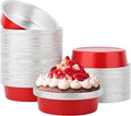Beasea Disposable Baking Cups, 100 Pack 7.3oz 215ml Aluminum Ramekins Foil Baking Cups 4" Ramekin Cup No Lids Cupcake Aluminum Mini Baking Cups for Party - Bright Red