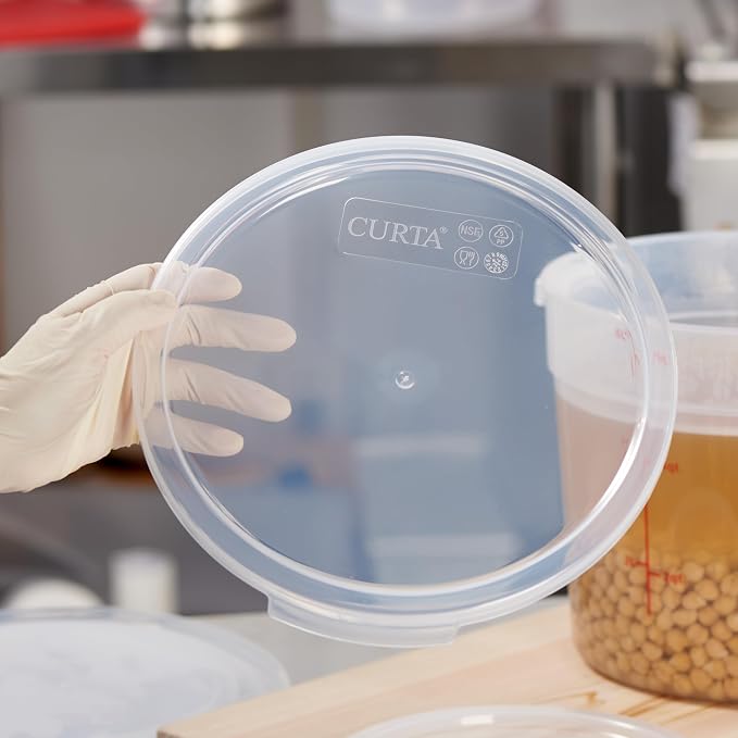 CURTA 18 Quart Translucent Round Food Storage Container with Lid, Pack of 4 – NSF Listed, BPA-Free, Commercial-Grade Polypropylene, Freezer & Dishwasher Safe, Non-Stick, Easy-Read Graduations