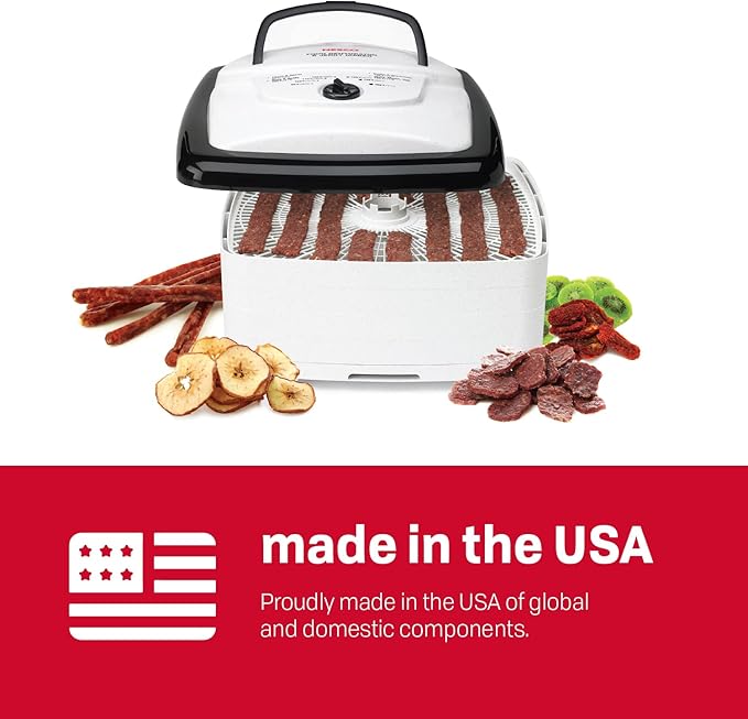 Nesco FD-80A Square Shaped Food Dehydrator, For Snacks, Fruit, Beef Jerky, White