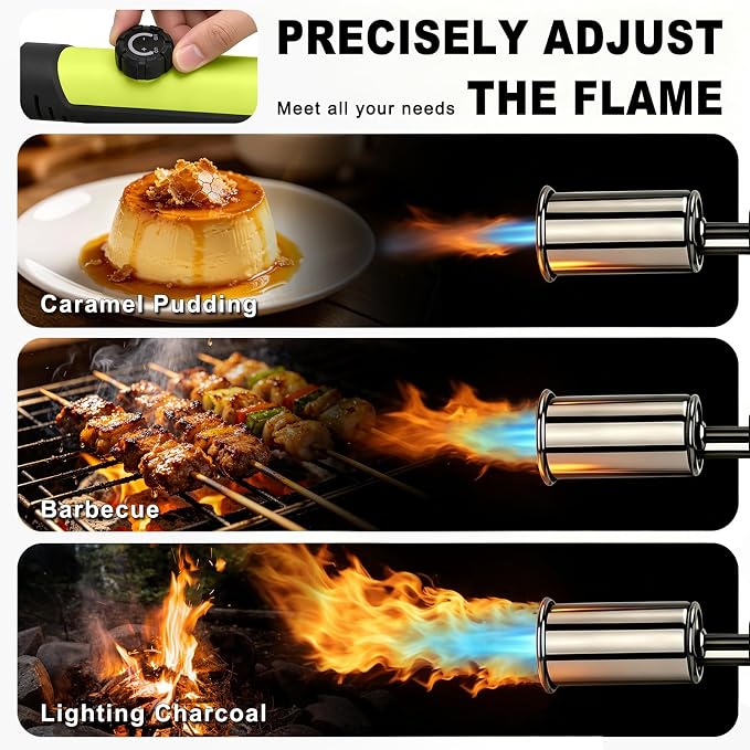 Powerful Propane Torch Gun,Kitchen Cooking Torch With One-Touch Max Fire, Charcoal Lighter with a Safety Lock, Adjustable Blow Torch for Sous Vide, BBQ, Campfire, Fireplace(Tank Not Included)
