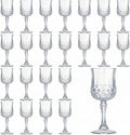 Pinkunn 24 Pcs 7 oz Plastic Vintage Wine Glasses Reusable Colored Goblets Patterned Drinking Water Glasses Cup Dishwasher Safe for Mother's Day Wedding Reception Party Supplies (Clear)