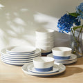 Sweese 18 Pieces Porcelain Dinnerware Set, Modern Dish Set for 6, Hand Painted Kitchen Plates and Bowls Sets, Scratch Resistant Dishware Sets, Dishwasher & Microwave & Oven Safe Dinner Set, Blue