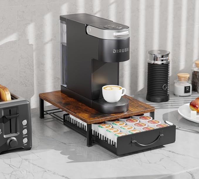 HFHOME Coffee Pod Holder Drawer Compatible with Nespresso, 48 Small or 24 Large VertuoLine Pods, Coffee Capsule Storage Organizer for Vertuo - Coffee Capsule Holder for Home Kitchen