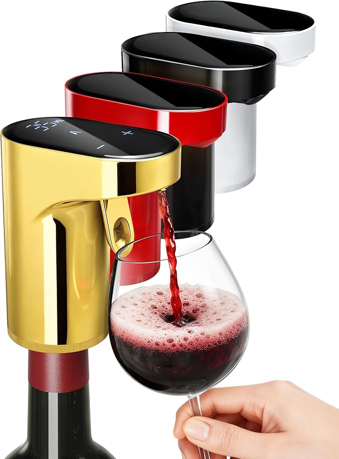 Mothers Day Gift Essential,5-in-1 Electric Wine Decanter & Smart Liquor Dispenser,Automatic Aerator&Pourer with 1-999ml Precision Dosing | Gift for Mom,Women,Dad,Wine&Whiskey Lovers,Birthday(Gold)