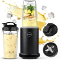 iCucina Smoothie Blender, 1000W Personal Blender for Shakes and Smoothies with 2 x 37oz Protable Cups and Lids, Single Serve Blenders for Ice Crushing, Bean Grinding, Frozen Fruit Drinks, Black
