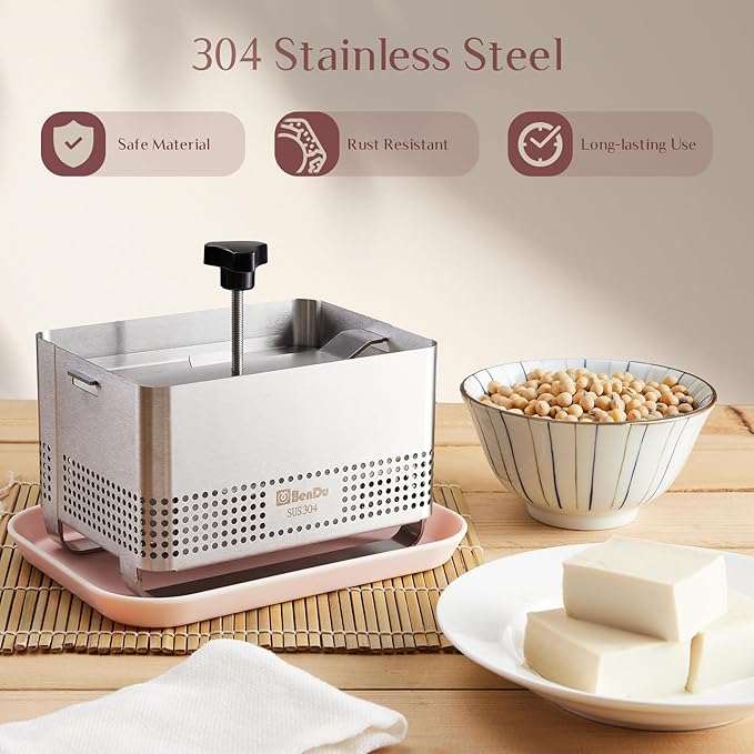Tofu Press Stainless Steel, Paneer Maker with Upgraded Deep-Press Design, Improves Tofu Flavor and Texture, for Homemade Tofu, Paneer Press and Cheese Press, Multi-Functional Kitchen Tool, BPA Free