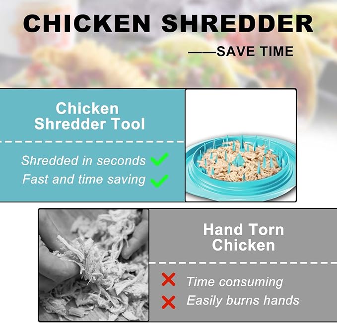 Chicken Shredder Tool Twist, 11" Heavy Duty Large Chicken Shredder, Meat Grinders Gadgets Machine, BPA Free, Strong Anti-Slip, Dishwasher Safe, Suitable for Pork Beef Chicken, Light Green