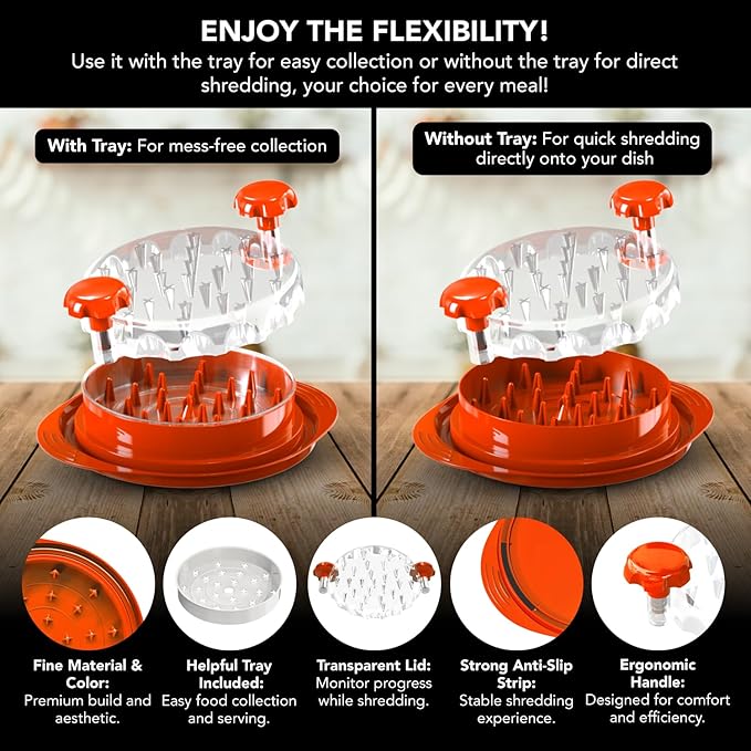 Chicken Shredder with Tray – Fast & Easy Meat Shredder for Pulled Chicken, Pork or Beef – BPA-Free, Anti-Slip Base, Dishwasher Safe – Manual BBQ Gadget – Designed in USA – Cozy Kitchen