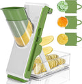 Mandoline Slicer Safe Multifunctional Dicer Adjustable Commercial Slicer Machine Stainless Steel Chopper (White Green)