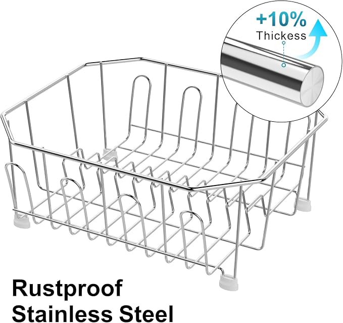 iSPECLE Small in Sink Dish Drying Rack - Stainless Steel Compact Inside Sink Dish Drainer for RV Apartment Kitchen, Rust Resistant, 11.6" W x 13.4" L, Silver