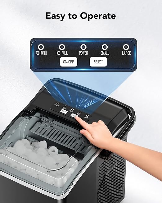 Ice Makers Countertop- Ice Maker Machine 6 Mins 9 Bullet Ice, 26 Lbs/24 Hrs, Portable Countertop Ice Maker with Self Cleaning Function, Ice Maker for Home/Kitchen/Party, 11.65"Dx9.37"Wx11.42"H, Black