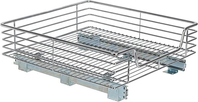 Home Decorators Collection Extra deep Sliding Organizer, 6" Hx20 Wx21 D, Chrome