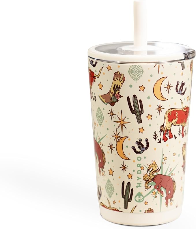 HydroJug Everyday Tumbler 14 oz, Ceramic-Lined Straw Cup, Rodeo