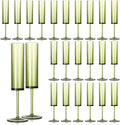 24 PCS Green Champagne Flutes Plastic 5.4OZ Clear Acrylic Champagne Glasses Long Stem Champagne Flutes Sparkling Wine Glasses Sage Green Champagne Glasses FOR Wedding Cocktail Cups Cava Prosecco
