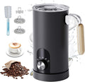 5 in 1 Electric Milk Frother Automatic Hot & Cold Foam Maker Auto Shut-Off Milk Warmer Silent Operation Fast Frothers with Comfortable Handle for Cappuccino, Hot Chocolate (Black)