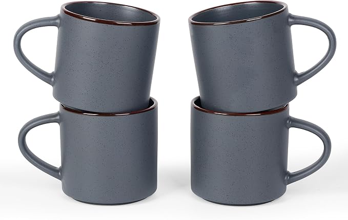 famiware Coffee Mugs Set of 4, Nebula 14oz Coffee Mugs, Ceramic Cup Set with Handle for Latte, Tea, Milk, Cappuccino, Cocoa, Charcoal